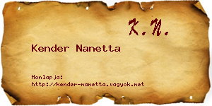 Kender Nanetta névjegykártya